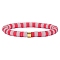 Polymer Clay Heishi Surfer Stretch Bracelet with 304 Stainless Steel Beaded, Preppy Bracelet, Salmon, Inner Diameter: 2 inch(5.2cm)