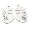 Non-Tarnish 304 Stainless Steel Pendants, Abstract Face, Stainless Steel Color, 35x20x1mm, Hole: 2mm