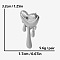 Stylish 304 Stainless Steel Heart-shaped Stud Earrings, with Lava Drop Design, Silver, 32x17mm