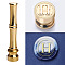 Golden Tone Brass Wax Seal Stamp Head with Bamboo Stick Shaped Handle, for Greeting Card Making, Letter H, 74.5x15mm