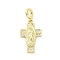Brass Micro Pave Cubic Zirconia Virgin Mary European Dangle Charms, Large Hole Pendants, Cadmium Free & Lead Free, Real 16K Gold Plated, 31.5mm, Hole: 4.2mm