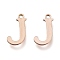 PVD Vacuum Plating  304 Stainless Steel Charms, Laser Cut, Alphabet, Rose Gold, Letter.J, 12x6.5x0.8mm, Hole: 1mm