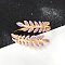 304 Stainless Steel Adjustable Cuff Rings, with Enamel, Leaf, Real 18K Gold Plated, Violet, 18mm, Inner Diameter: Adjustable
