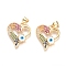 Brass Micro Pave Cubic Zirconia Pendants, with Enamel, Long-Lasting Plated, Heart with Evil Eye, Colorful, Golden, 21x18x2mm, Hole: 5x3mm