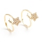 Adjustable Brass Micro Pave Clear Cubic Zirconia Cuff Rings, Open Rings, Star, Long-Lasting Plated, Real 18K Gold Plated, Size 7, Inner Diameter: 17mm