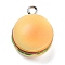 Resin Pendants, With Platinum Iron Loop, Hamburger, Hamberger, 18.5x15x13.5mm, Hole: 2mm