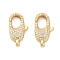 Oval Brass Micro Pave Clear Cubic Zirconia Lobster Claw Clasps, Cadmium Free & Nickel Free & Lead Free, Real 18K Gold Plated, 19.5x11x5.5mm, Hole: 1.5mm