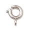 Brass Spring Ring Clasps, Rack Plating, Nickel Free, Real Platinum Plated, 10x8x2mm, Hole: 1.6mm