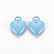Spray Painted Alloy Charms, Cadmium Free & Lead Free, Heart, Light Sky Blue, 14.5x11x4mm, Hole: 3mm