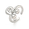 Brass Letter Open Cuff Rings for Women, Cadmium Free & Lead Free, Adjustable, Platinum, Letter R, 15~16.5x7~16.5mm