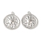 Brass Pendants, Cadmium Free & Nickel Free & Lead Free, Round with Sun, Platinum, 22x19x2mm, Hole: 2mm