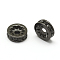 Brass Micro Pave Grade AAA Cubic Zirconia Bead Spacers, Cadmium Free & Nickel Free & Lead Free, Flat Round, Gunmetal, 8x3mm, Hole: 2mm