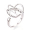 Flower Brass Cup Peg Ring Settings, Adjustable Ring Settings for Half Drilled Beads, Cadmium Free & Nickel Free & Lead Free, Platinum, 22.5x19.5mm, Inner Diameter: 18mm, Pin: 0.8~0.9mm