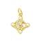 Brass Micro Pave Clear Cubic Zirconia Pendants, Cadmium Free & Nickel Free & Lead Free, with Jump Ring and Enamel, Real 18K Gold Plated, Rhombus, 14x12x2mm, Hole: 3mm