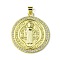 Eco-Friendly Brass Micro Pave Cubic Zirconia Pendants,  Long-Lasting Plated, Real 18K Gold Plated, Cadmium Free & Lead Free, Flat Round with Human, Clear, 31.5x28x3mm, Hole: 5x3mm