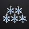 Spray Painted Alloy Enamel Pendants, with Glitter Powder, Cadmium Free & Nickel Free & Lead Free, Snowflake, Light Sky Blue, 27x21x2.5mm, Hole: 2mm