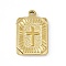 304 Stainless Steel Pendant, Rectangle with Cross, Golden, 25.5x17x4mm, Hole: 1.8mm