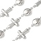 304 Stainless Steel Cross Dolichos Lablab Link Chains, Soldered, with Spool, Stainless Steel Color, 23x13x3mm, about 5m/roll