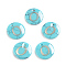 Synthetic Turquoise Charms, with Plastic Letter, Flat Round, Letter.O, 15x2mm, Hole: 1.5mm