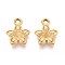 304 Stainless Steel Pendants, Flower Charm, Real 18K Gold Plated, 14.5x11.5x2.5mm, Hole: 2mm