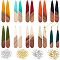 DIY Teardrop Dangle Earring Making Kits, Including 22Pcs 11 Colors Resin & Walnut Wood Pendants, 44Pcs 2 Colors Brass Earring Hooks and 44Pcs 2 Colors Jump Rings, Mixed Color, Pendants: 44x7.5x3mm, Hole: 1.2mm, 2pcs/color