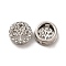 Alloy Slide Charms, with Crystal Rhinestone, Flat Round with Tree of Life, Platinum, 12x5mm, Hole: 2mm