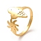 Ion Plating(IP) 201 Stainless Steel Sun & Ice Cream Adjustable Ring for Women, Real 18K Gold Plated, US Size 6 3/4(17.1mm)