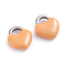 304 Stainless Steel Charms, Enamelled Sequins, Lock, Stainless Steel Color, Sandy Brown, 11x9.5x3.5mm, Hole: 3.5x2.5mm