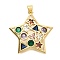 Brass Micro Pave Cubic Zirconia Pendants, Star, Long-Lasting Plated, Cadmium Free & Lead Free, Rack Plating, Real 18K Gold Plated, 30.5x29.5x4.5mm, Hole: 4.5x3.5mm