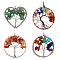 Natural Gemstone Pendants, with Metal Findings, Mixed Shapes, Platinum, 4pcs/set