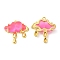 Translucent Resin Pendants, Cloud Charms, with Rack Plating Real 18K Gold Plated Brass Findings, Long-Lasting Plated, Cadmium Free & Lead Free, Pink, 24.5x22.5x6mm, Hole: 1.6mm