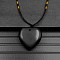 Natural Dyed & Heated Black Agate Pendant Necklaces, Heart, 15.75~23.62 inch(40~60cm)