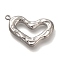 Anti-Tarnish 304 Stainless Steel Pendants, Heart Charm, Stainless Steel Color, 14x22.5x3mm, Hole: 1.4mm