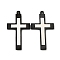 201 Stainless Steel Pendants, Cross Charm, Electrophoresis Black, 45x25x2.5mm, Hole: 2.7mm