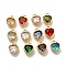 Brass Pendant, with Glass, Heart, Mixed Color, 8x6x4.5mm, Hole: 1.2mm