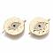 Real 18K Gold Plated Brass Micro Pave Clear Cubic Zirconia Links, Nickel Free, Flat Round with Eye, Clear, 14.5x19.5x2.5mm, Hole: 1mm