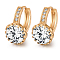 Real Gold Plated Perfect Design Brass Rhinestone Huggie Hoop Earrings, Crystal, 9mm