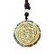 Orgonite Chakra Natural & Synthetic Mixed Stone Pendant Necklaces, Nylon Thread Necklace for Women, Flat Round, Flower of Life, 25.59 inch(65cm)