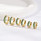 Elegant Brass Pave Cubic Zirconia Hoop Earrings, Green, 15~11x3mm