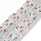 Handmade Lampwork Beads Strands, Hand Drawn Beads, with Enamel, Square with Snowman Pattern, Clear, 14x14.5~15.5x6mm, Hole: 1.6mm, about 25pcs/strand, 14.25 inch(36.2cm)