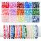 375Pcs 15 Colors Transparent Crackle Baking Painted Glass Beads Sets, Imitation Opalite, Round, Mixed Color, 8.5x7.5mm, Hole: 1.5mm, 25pcs/color
