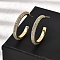 Brass Clear Cubic Zirconia C-Shaped Stud Earrings, Cadmium Free & Lead Free, Long-Lasting Plated, Rack Plating, Real 18K Gold Plated, 28.5x3.5mm