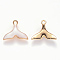 Alloy Enamel Pendants, Whale Tail Shape, Light Gold, White, 15x17.5x3mm, Hole: 1.6mm