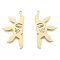 201 Stainless Steel Pendants, Half Sun Charm, Real 18K Gold Plated, 38x20x1mm, Hole: 1.5mm