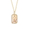 Brass Micro Pave Cubic Zirconia Rectangle with Constellation Pendant Necklaces, with Enamel, Cable Chain Necklace for Women, Sagittarius, 15-3/4 inch(40cm)