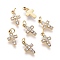 316 Surgical Stainless Steel Tiny Cross Charms, with Rhinestone and Jump Rings, Golden, Crystal, 8.5x5x1.5mm, Hole: 1.6mm