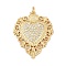 Brass Micro Pave Cubic Zirconia Pendants, Cadmium Free & Lead Free, Heart Charms, with Jump Ring, Real 18K Gold Plated, 30.5x25x2mm, Hole: 3mm