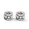 Rack Plating Brass Micro Pave Cubic Zirconia European Beads, with Plastic Imitation Pearl, Cadmium Free & Lead Free, Long-Lasting Plated, Large Hole Beads, Column, Platinum, 9x5.5mm, Hole: 4mm