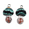 Handmade Polymer Clay Pendants, with Lampwork and Platinum Plated Iron Loop, Mushroom, Tomato, 24~29x15~17x15~17mm, Hole: 2~3mm