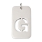 304 Stainless Steel Pendants, with Jump Ring, Rectangle with Hollow Letter Charm, Anti-Tarnish, Laser Cut, Letter G, 49.5x28x1.5mm, Hole: 6.5mm